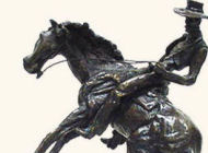 Thomas Holland - Desc: Bronze figural of a cowboy on a bucking bronto