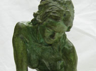 Thomas Holland - Desc: Bronze nude figural of a woman (green patina)