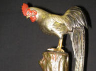 Bronze Figural Group - Desc: Two perched roosters